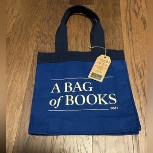 Re-Wrap Barnes & Nobles A Bag of Books Tote, 100% Cotton Blue Canvas